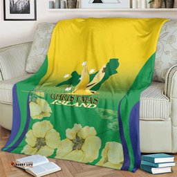 Australia Christmas Island Blanket Golden Bosun Abutilon listeri With Map LT14