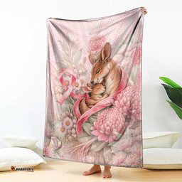 Breast Cancer Awareness Blanket Mother Kangaroo And Ribbon Hope DT05