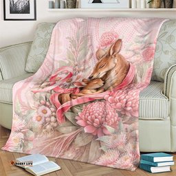 Breast Cancer Awareness Blanket Mother Kangaroo And Ribbon Hope DT05