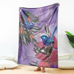 Australia Splendid Fairy Wren on Eucalyptus Blanket Epilepsy Awareness LT7