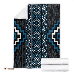 Azure Tukutuku Pattern Aotearoa Blanket Niho Taniwha and Puhoro Motifs LT7