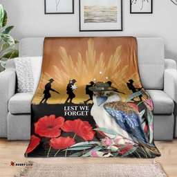 Australia Kookaburra ANZAC Day Blanket Rising Sun 25th April Poppy Eucalyptus Blossoms LT14