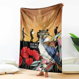 Australia Kookaburra ANZAC Day Blanket Rising Sun 25th April Poppy Eucalyptus Blossoms LT14
