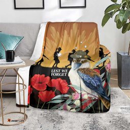 Australia Kookaburra ANZAC Day Blanket Rising Sun 25th April Poppy Eucalyptus Blossoms LT14