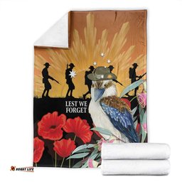 Australia Kookaburra ANZAC Day Blanket Rising Sun 25th April Poppy Eucalyptus Blossoms LT14