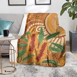 Australia Bottlebrush Blanket Callistemon Aussie Native Flowers Indigenous Art LT14