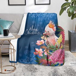 Australia Christmas Pink Cockatoo with Banksia Blanket Snowy Blue LT7