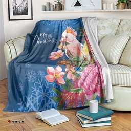 Australia Christmas Pink Cockatoo with Banksia Blanket Snowy Blue LT7
