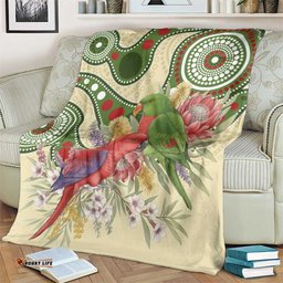 Australia Moluccan Eclectus Blanket Australian Native Flowers Indigenous Art LT14