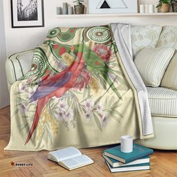 Australia Moluccan Eclectus Blanket Australian Native Flowers Indigenous Art LT14
