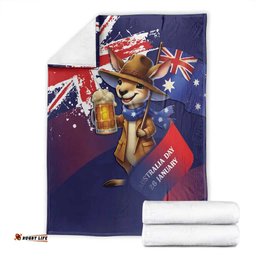 Australia Day Kangaroo Flag Blanket Aussie Aussie Aussie Oi Oi Oi LT9