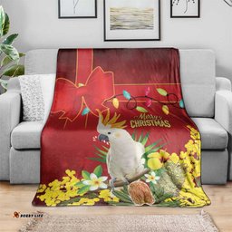 Australia Sulphur-crested Cockatoo Christmas Blanket Aussie Native Flowers Merry Xmas LT14