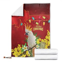 Australia Sulphur-crested Cockatoo Christmas Blanket Aussie Native Flowers Merry Xmas LT14