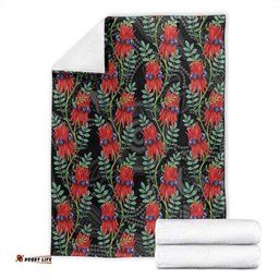Australia Sturt's Desert Pea Blanket Aussie Native Flowers Indigenous Art LT14