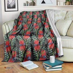 Australia Sturt's Desert Pea Blanket Aussie Native Flowers Indigenous Art LT14