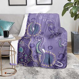 Australia Epilepsy Awareness Blanket Aboriginal Purple Ribbon with Seahorse LT7