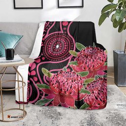Australia Waratah Blanket Telopea Aussie Native Flowers Indigenous Art LT14