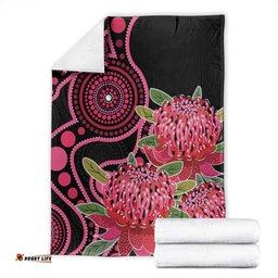 Australia Waratah Blanket Telopea Aussie Native Flowers Indigenous Art LT14