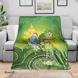 Budgerigar Australia Christmas Blanket Budgies Golden Wattle Aboriginal Green LT14
