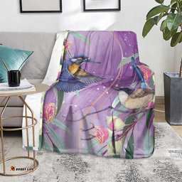 Australia Epilepsy Awareness Blanket Purple Fairy Wren with Eucalyptus Flowers LT7