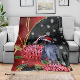 Australia Palm Cockatoo Christmas Blanket Probosciger Aterrimus Waratah Merry Chrissie LT14