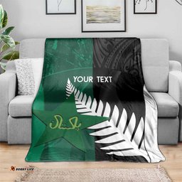 Custom New Zealand And Pakistan Cricket Blanket 2025 Black Cap Shaheens Together LT14