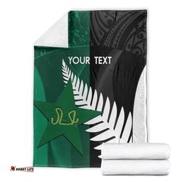 Custom New Zealand And Pakistan Cricket Blanket 2025 Black Cap Shaheens Together LT14