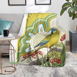 Australia Rock Parrot Blanket Kangaroo Paws Indigenous Art LT14