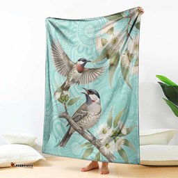 Australia Red Wattlebird Blanket Eucalyptus Alba Indigenous Art LT14