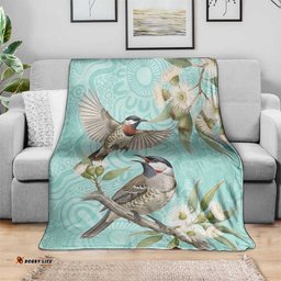 Australia Red Wattlebird Blanket Eucalyptus Alba Indigenous Art LT14