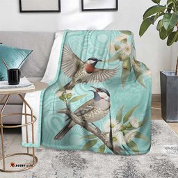 Australia Red Wattlebird Blanket Eucalyptus Alba Indigenous Art LT14