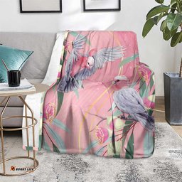 Australia Breast Cancer Awareness Blanket Pink Galah with Eucalyptus Flowers LT7