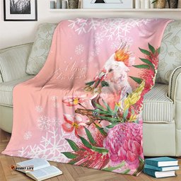 Australia Christmas Pink Cockatoo with Banksia Blanket Coral Pink LT7