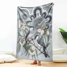 Australia Grey Butcherbird Blanket Eucalyptus Alba Indigenous Art LT14