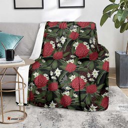 Australia Waratah Flannel Flower Blanket Aussie Native Flowers Seamless Stylized LT14