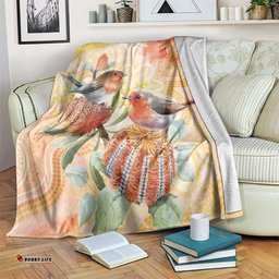 Australia Flame Robin Blanket Petroica Phoenicea Banksia Indigenous Art LT14