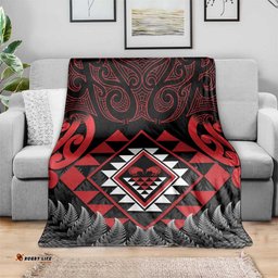 Aotearoa Kiwi Taniko Blanket Silver Fern With Maori Koru Pattern LT14