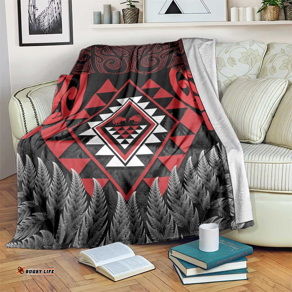 Aotearoa Kiwi Taniko Blanket Silver Fern With Maori Koru Pattern LT14