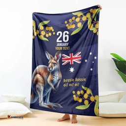 Blue Kangaroo and Golden Wattle Personalised Blanket Happy Australia Day 6 January LT9