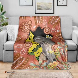Australia Tawny Frogmouth Blanket Golden Wattle Banksia Aboriginal Art LT14