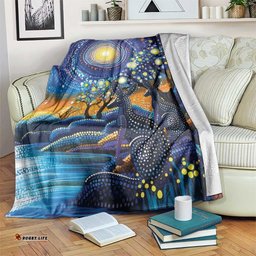 Australian Night Sky Landscape Blanket Aboriginal Dreamtime Story LT9