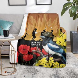 Australia Magpie ANZAC Day Blanket Rising Sun 25th April Poppy Golden Wattle LT14