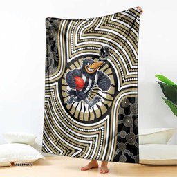 Collingwood Football Club Blanket Indigenous Monochrome Dot Art Mascot Style TS04