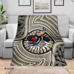 Collingwood Football Club Blanket Indigenous Monochrome Dot Art Mascot Style TS04