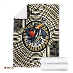 Collingwood Football Club Blanket Indigenous Monochrome Dot Art Mascot Style TS04
