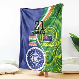 India Vs Australian Cricket Custom Blanket Ashoka Chakra and Aboriginal Together LT9