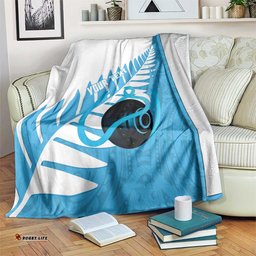 New Zealand Lawn Bowls Prostate Cancer Custom Blanket Aotearoa Maori Silver Fern Blue Ribbon LT14