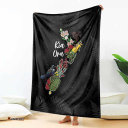 Kia Ora New Zealand Floral Blanket Black LT7