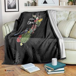 Kia Ora New Zealand Floral Blanket Black LT7