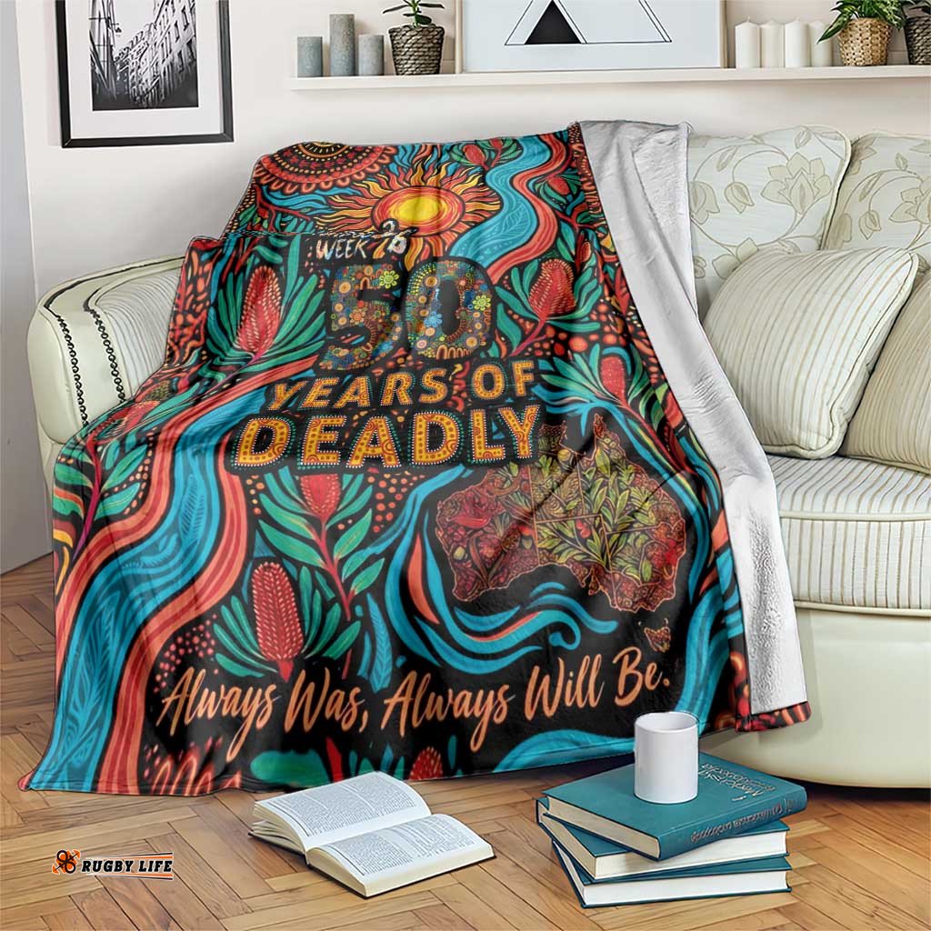 NAIDOC Week 26 Blanket 50 Years of Deadly Aboriginal Motif LT03